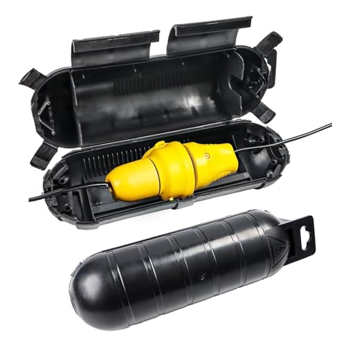 Feirdhoo 2 Piezas Protector Enchufe Exterior, IP44 Caja para Cables Lmpermeable, Caja Protectora para Cables Alargadores para Guirnaldas LED, Herramientas Eléctricas, Cortacéspedes