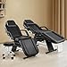 KIIUMI Tattoo Chair for Client, Esthetician Facial Bed with Hydraulic Stool, Lash Massage Table with 2-Tray, Multi-Purpose Black Lash Bed for Artist Spa Salon Beauty Equipment, Black