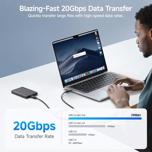 Cable Matters 2-Pak Kabli Monitorowych USB-C 20 Gbps, 1,8 m | [Wideo 8K@30Hz / 4K@120Hz, ładowanie 240 W] działają z Car