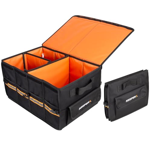 KEEPER Standard Trunk Organizer, 48L, Multi-Compartment Collapsible Car Organizers and Storage, Non-Slip Bottom, Suitable for SUV, Minivan, and Cars