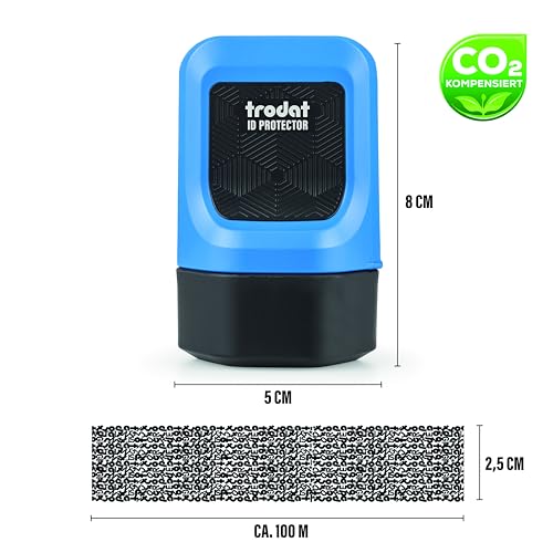 Trodat ID Protector Tintenroller (blau) – Datenschutz Rollstempel um Namen, Adressen uvm unkenntlich zu machen