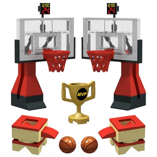 Nicolababe - Ensemble de briques de construction pour panier de basket-ball - Plaques de base de terrain de basket-ball et ensembles de 2 paniers de basket-ball, buts de basket-ball, briques de – vue 7