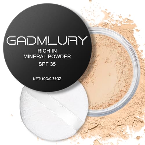 Mineral Powder Foundation, SPF 35, Sunscreen Lightweight Loose Powder, Skin-Improving, Buildable...