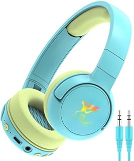 ChenFec Kids Wireless Headphones for kids gifts LED Light Up Foldable bluetooth headphones wireless over ear headphones with mic and volume control for Online Learning/Travel/Laptop/PC/Smartphones