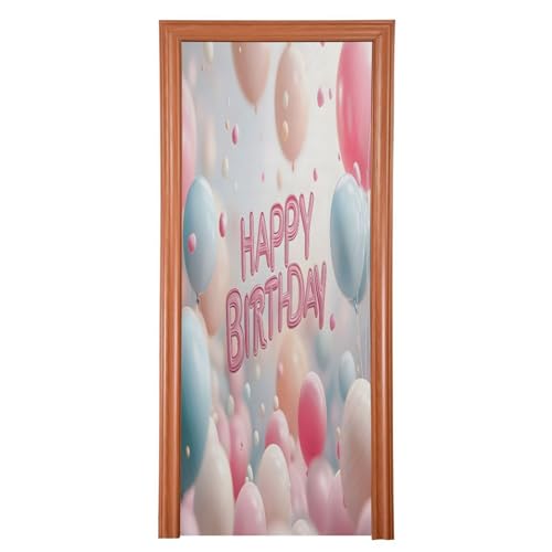 FLildon Birthday Dreamy Balloons Door Cover Decoration, Party Accessory Porch Decor for Festive Ornament Room Door Covers 35 x 79 Inch