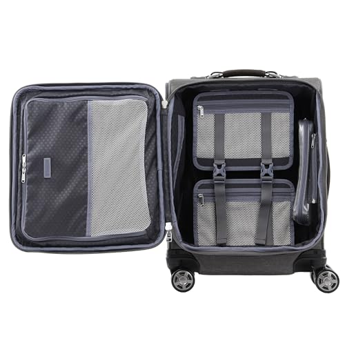Image of Travelpro Platinum Elite Softside Expandable Carry on Luggage, 8 Wheel Spinner Suitcase, USB Port, Men and Women, International, Vintage Grey, Carry On 19-Inch