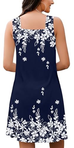 Image of SAUKOLE Summer Dresses for Women Casual Sleeveless Tank Dress Fashion V Neck Flowy Short Sundress