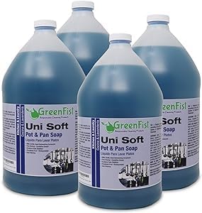 GreenFist Green Dish Soap [ Lemon Scent ] Manual Pot & Pan Professional Detergent Liquid Refill Pot & Pan Dish-Wash - Light or Heavy Use, 128 ounce 1 Gallon 4 Gallon