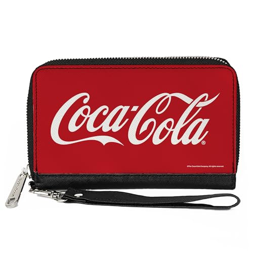 Buckle-Down The Coca-Cola Company Wallet, Zip Around, Coca Cola Coke Script Logo Centered Red White, Vegan Leather