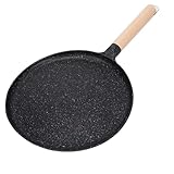 Dpofirs Antihaftbeschichtete Pfannkuchenpfanne aus Aluminiumlegierung, praktisch für schnelle Reinigung für alle Herdplatten, Holzgriff für bequemen Griff für Pfannkuchenliebhaber, 23,9 x 40,9 cm