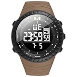 KXAITO Men's Watches Sports Outdoor Waterproof Military Watch Date Multi Function Tactics LED Face Alarm Stopwatch for Men (6256 Khaki Band Black Dial)