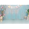 BELECO 5x3ft Fabric Happy Easter Backdrop Blue Wooden Wall Interior Easter Backdrops for Photography Kids Baby Newborn Photoshoot Party Decorations Spring Photo Background Props