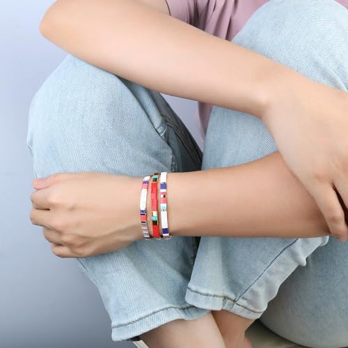 Image of KELITCH Women Pearl Beaded Bracelet Tila Stretch Bracelets Candy Colors Friendship New Jewelry