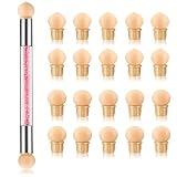 Nail Gradient Sponge Pen, ForSewian Double Head Nail Painting Brush with 20 Pieces Replacement Head