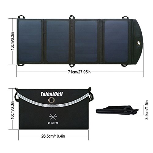 TalentCell 21W Foldable Solar Panel Charger with DC 18V and 5V USB Output for Charging All Types of 12V Rechargeable Batteries, Portable Power Station and Most 5V Devices