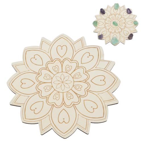 ORIGACH Love Mandala Crystal Grids 25x25 cm Petals with Heart Crystal Grid Plate Board for Wiccan Altar Ritual Sacred Space Decor