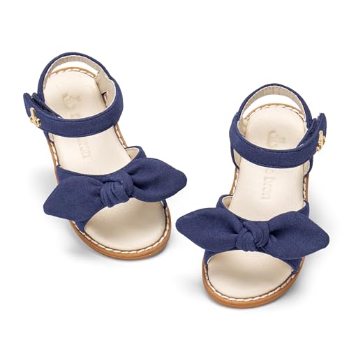 Image of THEE BRON Toddler Girls Sandals Wedding Flower Girl Dress Shoes Open Toe Flats