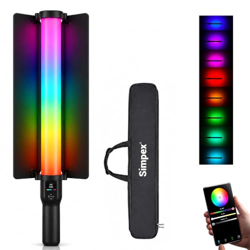 Image of Simpex LS-500R (Mark II) 60W RGB LED Stick Light with App Control & Handheld Portable Wand, Comes with Barn Doors | RGB Mode, CCT Mode and FX Mode Adjustable Perfect for Cinematic Video Shots.