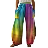 Sipumia Women's Loose LGBT Gay Pride Rainbow Printed Harem Pants Hippie Palazzo Pants Boho Joggers Yoga Clothes Colour25 L