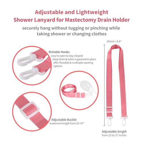 Image of Shower Lanyard for Mastectomy Drain Holder Quick Dry Drain Holder After Tummy Tuck Skin Friendly JP Drain Holders for After Breast Surgery Adjustable Drain Lanyard Post Mastectomy Recovery Supplies
