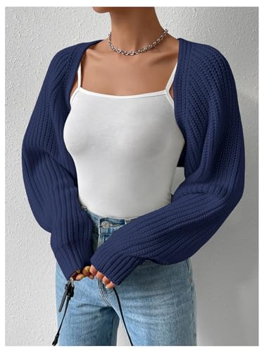 Image of Verdusa Women's Y2k Cropped Cardigan Sweaters Lightweight Knit Open Front Bolero Shrugs Spring Fall Outfits