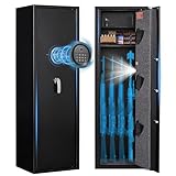 4-6 Gun Safe, Large Gun Safes for Rifle & Pistol Storage, Gun Cabinet for Rifles and Shotguns, Quick Access Rifle Safe with Removable Gun Rack, Long Gun Safe with Dual Alarm & Interior Storage Cabinet