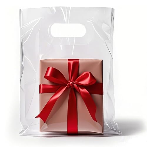 Dyfhoju Clear Plastic Bags with Handles 9x12-Inch, Pack of 100-3.6