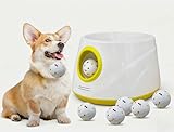 GaleKoon Automatic Ball Launcher for Dogs, Dog Ball Launcher with 6 ETPU 2.3” Balls, Adjustable Distance Thrower for Indoor & Outdoor Fetch Play, Interactive Pet Toy for Small & Medium Dogs