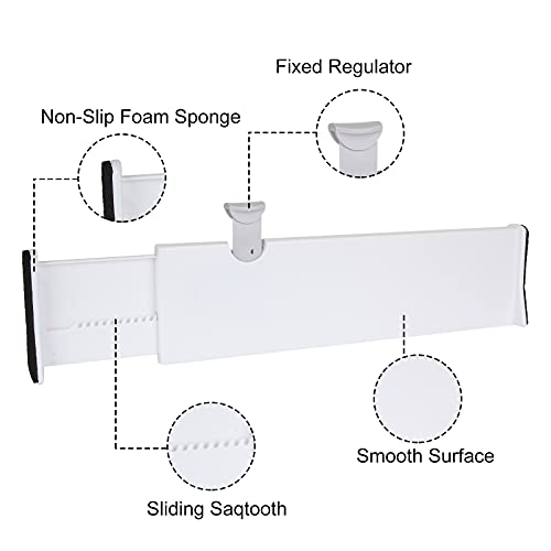 SENENQU 4 Pack Adjustable Drawer Dividers 4" High, 15"-21" Expandable Drawer Organizer, Extendable Drawer Separators with Foam Edges for Kitchen Bedroom Drawer Storage - Image 4