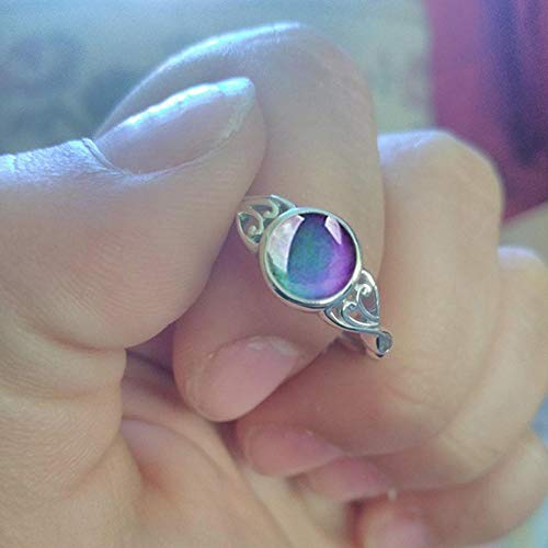 Vintage Silver Ring 925 Sterling Silver Round Crystal Temperature Sensitive Color Changing Mood Ring