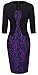 Homeyee Women's Vintage Colorblock Business Pencil Dress B237 (M, Black Purple)
