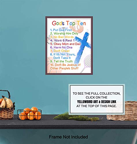 The Ten Commandments For Boys - Bible Verse Religious Christian Scripture Wall Art - Kids Wall Decor, Kids Bedroom Decor, Kids Wall Art - Gift For Child, Girls Room, Nursery Poster Print - 8X10 #TOP5