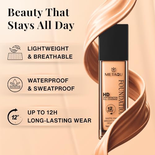 Image of HD Foundation Full Coverage | Long Lasting Waterproof Foundation with SPF 15 | Brightening & Moisturizing Formula | Suitable for all Skin Types - 01 - Bliss