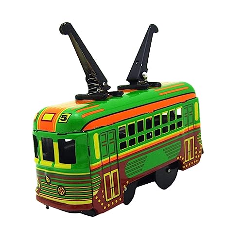 Toddmomy 1pc Wind up Tram Iron Crafts Educational Plaything Clockwork Plaything Mini Tank Iron Sheet Green