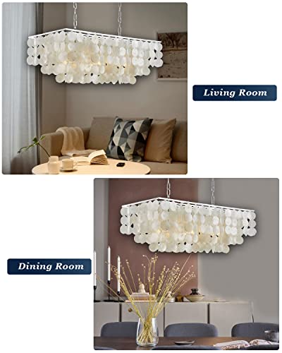 Aero Snail Modern Seashell 3-Light Chandelier 30" Large Rain Drop Rectangular Pendant Lighting Fixture For Dining Living Room Shop Office #TOP6
