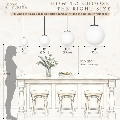 KoKo&Yukina 10" Clear Glass Pendant Lights Kitchen Island 2 Pack Modern Globe Pendant Light Mid-Century Modern Black Pendant Light Fixtures for Dining Room Bedroom Entryway Hallway (Bulb Included) - Image 4