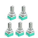 RK097N Potentiometers Industrial Switches, 3Pin B1K-500K Switch Audio Shaft 15mm Amplifier Sealing, 5Pcs(20K Ohm)