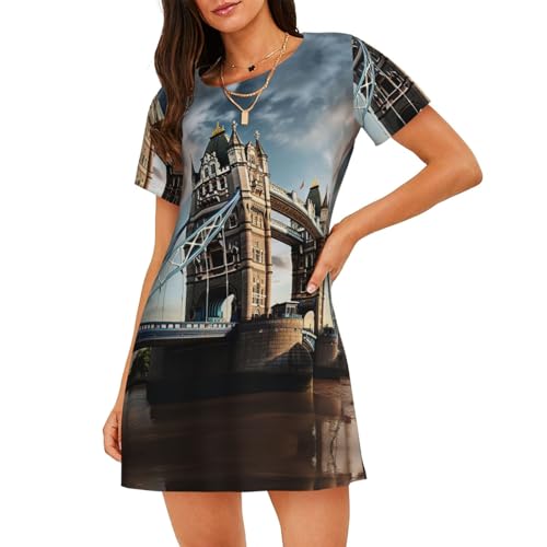 Chemise de nuit anti-transpiration légère à manches courtes imprimé Londres