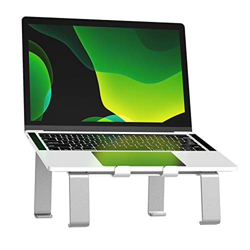 Otinlai Laptop Stand for Desk, MacBook Stand, Aluminum Laptop Riser, 4 Support Bases, Firm and Stable, No Shaking. Detachable, Suitable for Office, Home and All Laptops Under 17.3 inches (Silver)