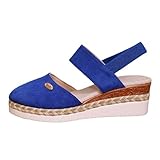 Women's Suede Dual Strap Espadrille Sandals Closed Toe...