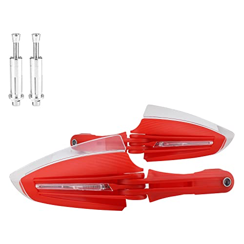 Image of AllExtreme EXTP41B 7 /8 inch 22mm Bike Hand Guard with LED Light Turn Signal Indicator Universal Handle Protector Shield Handlebar Protection Gear Extra Durable (Red)