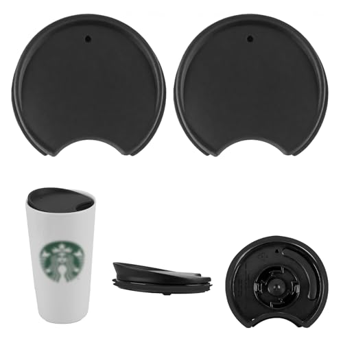 2PCS Black replacement lid compatible with Starbucks 10oz 12oz 16oz cups