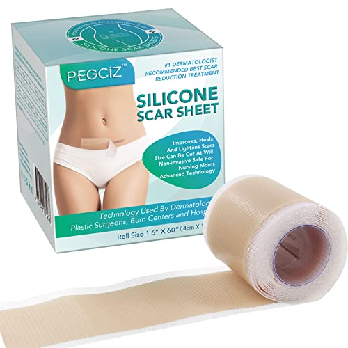 Hojas de Cicatriz de Silicona 1.6 'X 60' , Tratamientos para reducir cicatrices, profesionales para cicatrices causadas por cesárea, cirugía, quemaduras, queloides, acné y más