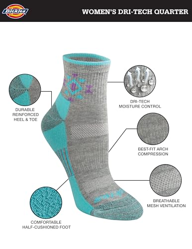 Image of Dickies Women's Dri-tech Moisture Wicking Quarter Socks (6 & 12 Pairs)