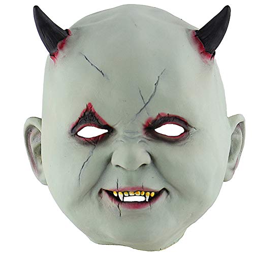 Green 1pc Little Devil Mask Horreur Masque Halloween Zombie Halloween Horreur Props Diable Masque Vampire hanté Vinaigrette Maison Props Masque Latex 1pc Cover
