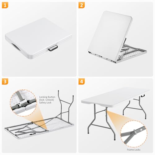 Table portable de 1,5 m pliante robuste pour optimiser l'espace de vos réceptions - 4
