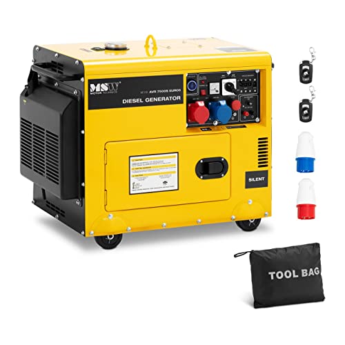 MSW MSW-AVR 7500S EURO5 Groupe électrogène diesel 7500 W 16 L 230/400 V mobile AVR Euro 5 Groupe électrogène Groupe electrogene diesel