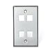Leviton 43080-1S4 QuickPort Wallplate, Single Gang, 4-Port, Stainless Steel