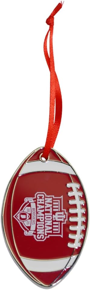 Indiana Hoosiers College Football Playoff 2025 National Champions Metal Football Christmas Ornament