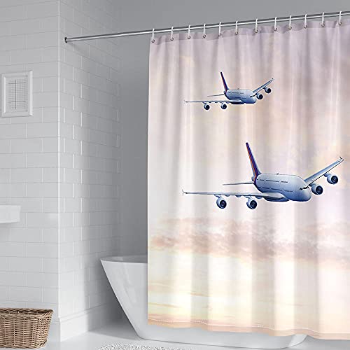 ZDDWLDL 4-Teilig Duschvorhang Set Mit Rutschfesten Teppichen Toilettendeckel Und Badematte Wasserdicht Farbfest Schimmel… – Bild 4